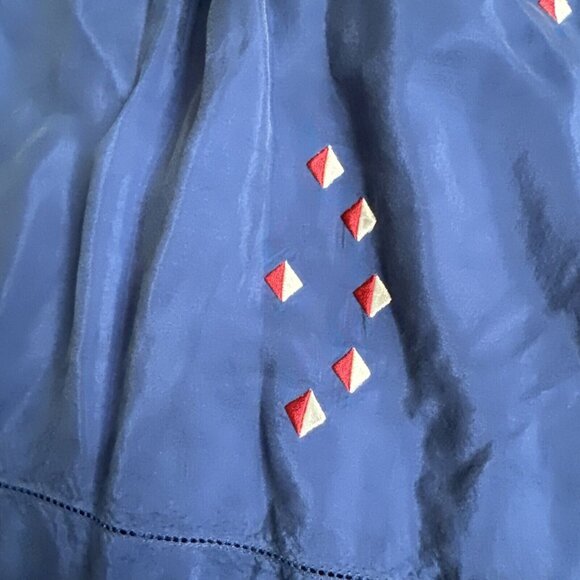 2/$18 SALE! Silk Skirt Womens 4P Embroidered Boho Bohemian Gypsy Geometric Zip - Picture 3 of 11